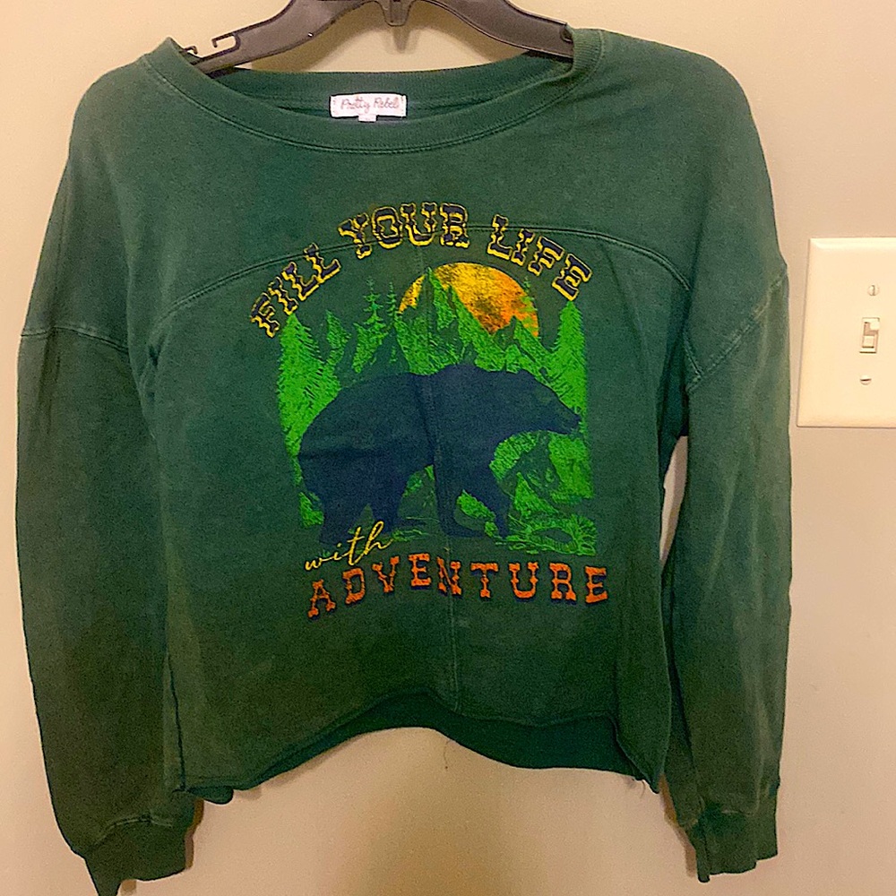 Pretty rebel dark green cropped crewneck size XS